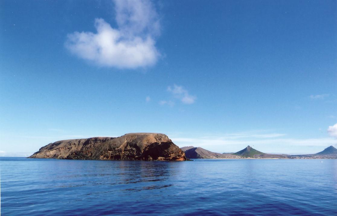 First sighting of the island of Porto Santo in the Madeira Archipelago